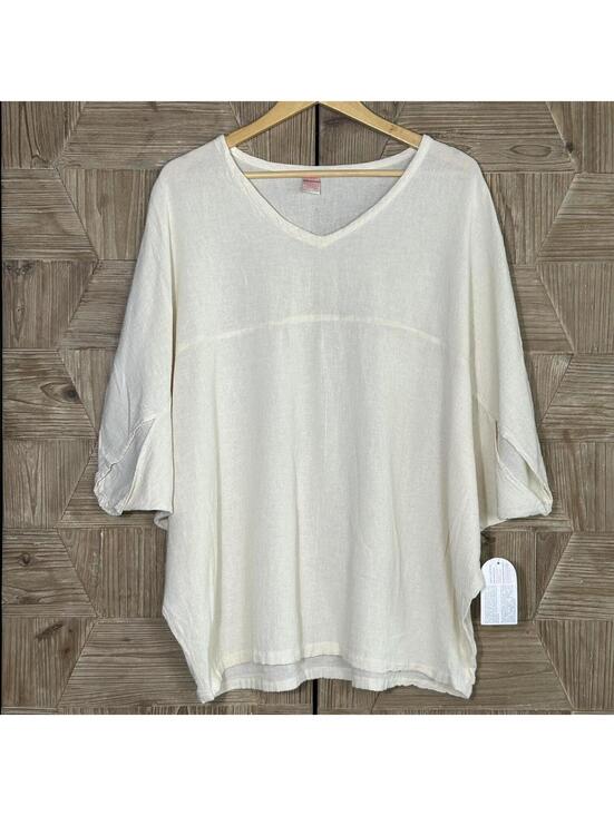 Tops - Minimalist Boho Cream Dolman Sleeve Knit Top Small Blouse Pullover Cottagecore